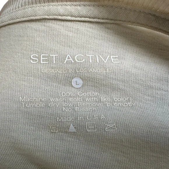 Set Active Womens Lot Of 2 Crop Long Sleeve T Shirt Sz Large Brown Tan Relaxed - Picture 16 of 16